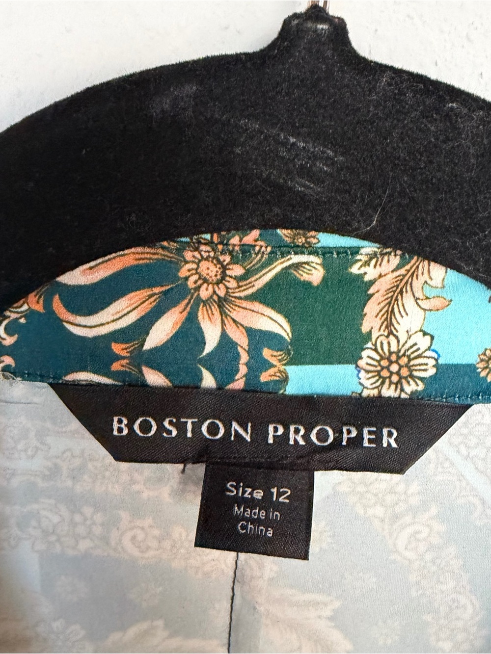 Boston Proper Classic Patchwork Print Sophia Button Up Charmeuse Blouse Size 12 - Picture 11 of 11